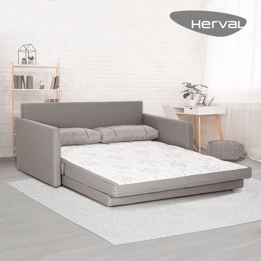 Sofá-Cama Herval 1606, Linho Cinza